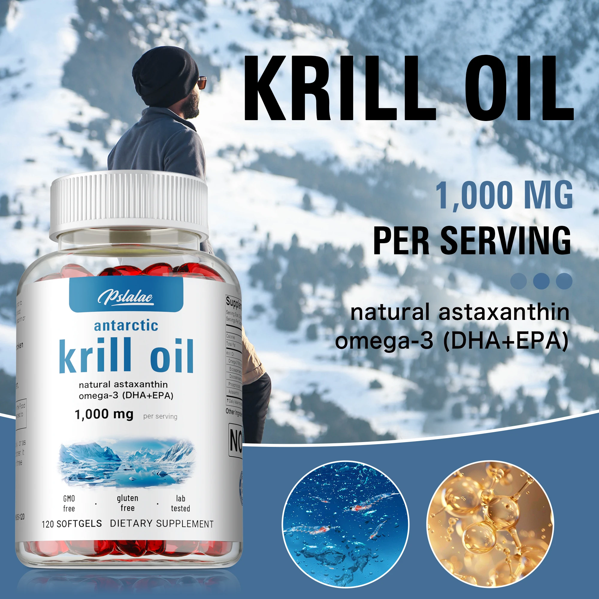 

Капсулы с маслом Antarctic Krill — с Omega-3, EPA, DHA — для здоровья сердца, суставов и глаз, способствуют психическую четкость и памятью