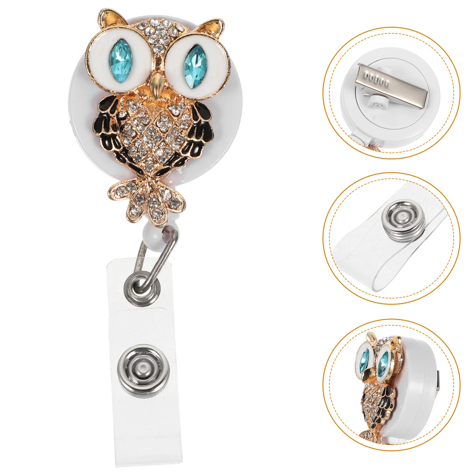 Metalowy klips na identyfikator z diamentem, wysuwany uchwyt na identyfikator, obrotowy identyfikator dla pielęgniarki, na karty, klucze, prezent, akcesorium do pracy.