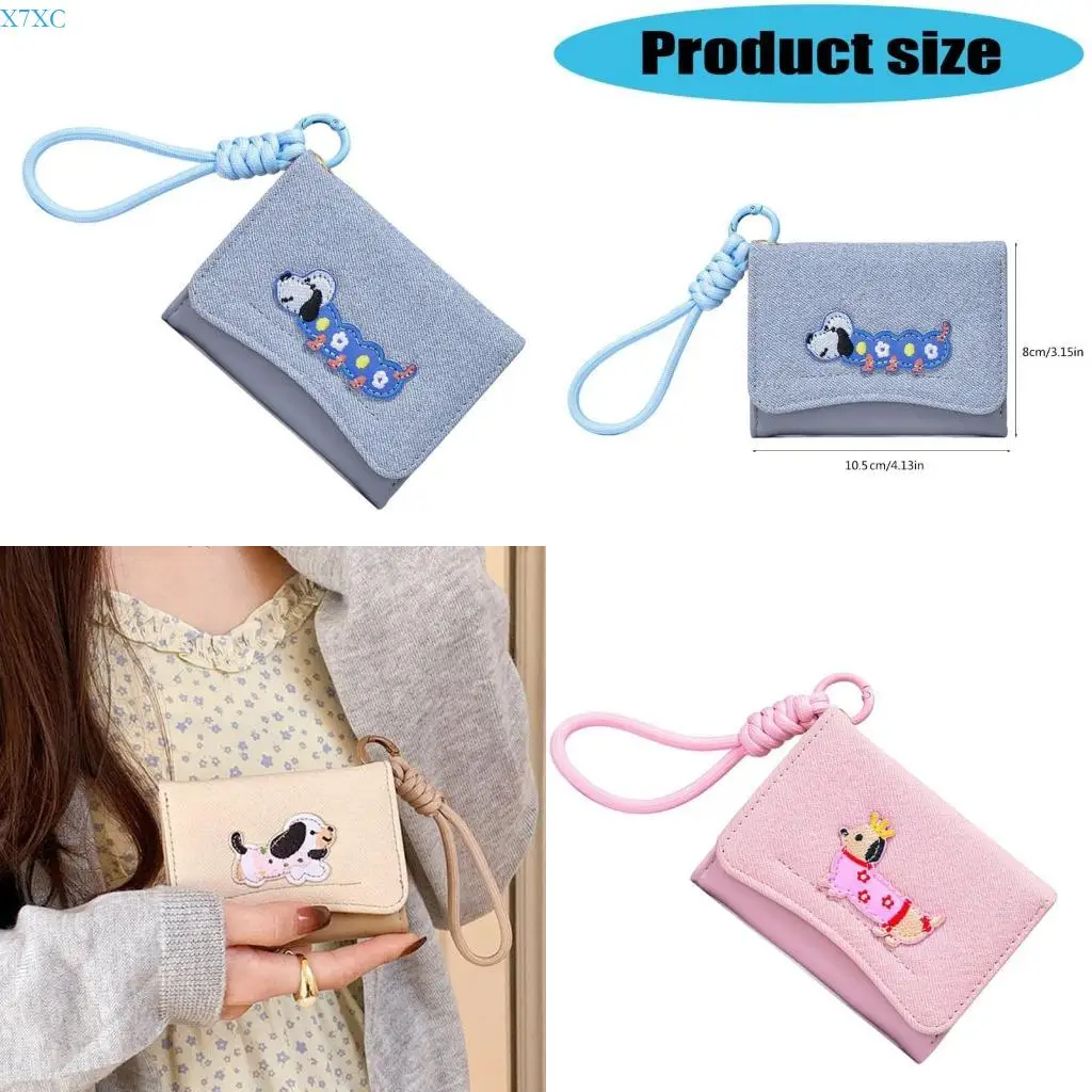 

X7XC Small Wallet Korean Styles Short Purse with Card Holder PU Leather Wallet Purse