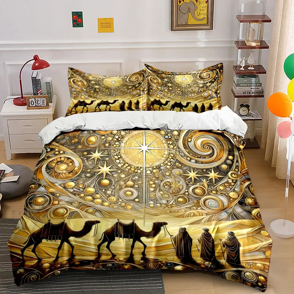 

Golden Desert Art Decor Set Multiple sizes kid's and adults' bedroom Exquisite 3PC bedding set, gift