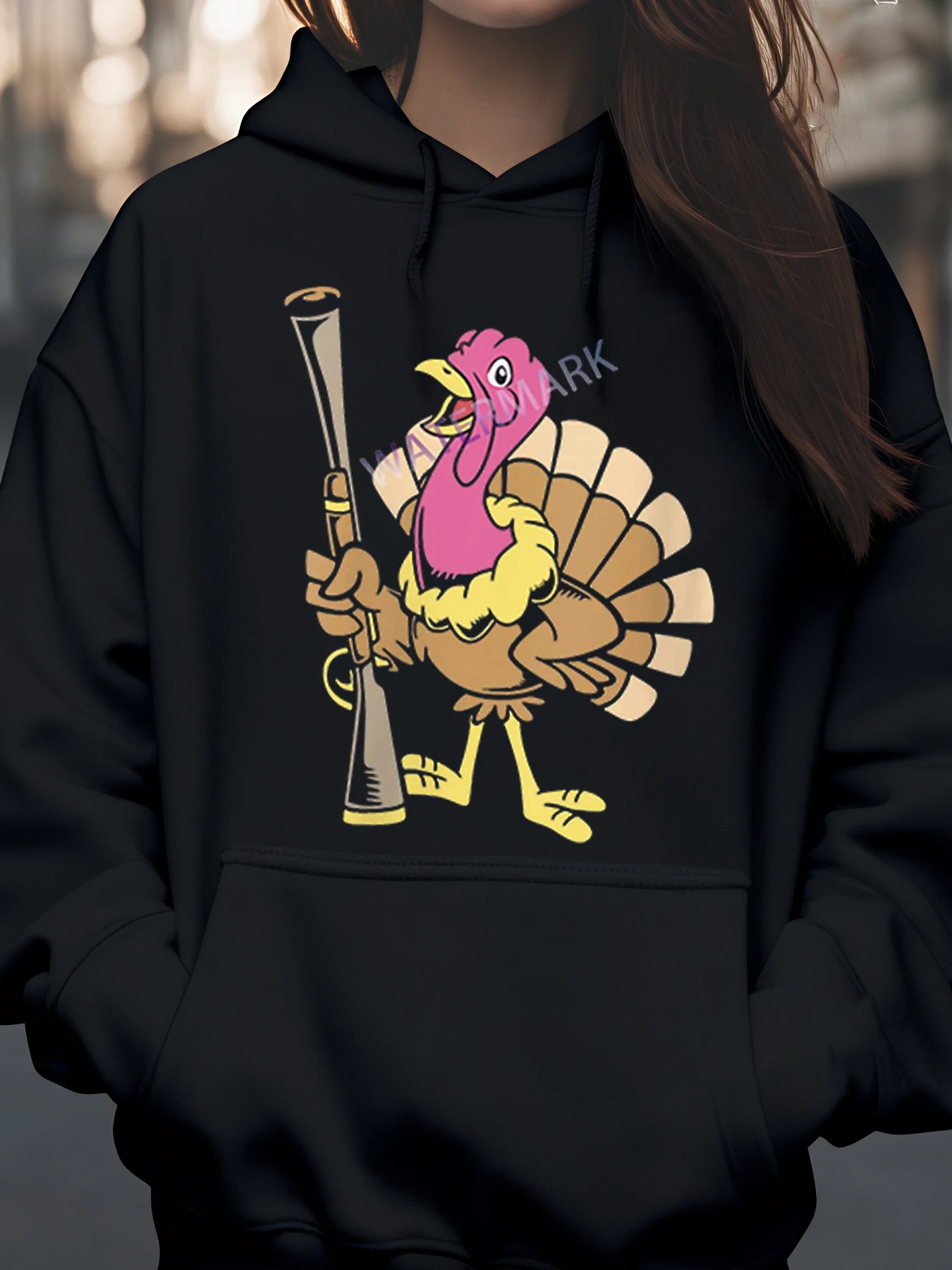 

Толстовка с капюшоном на День Благодарения с принтом Турции и дробовика для женщин и мужчин