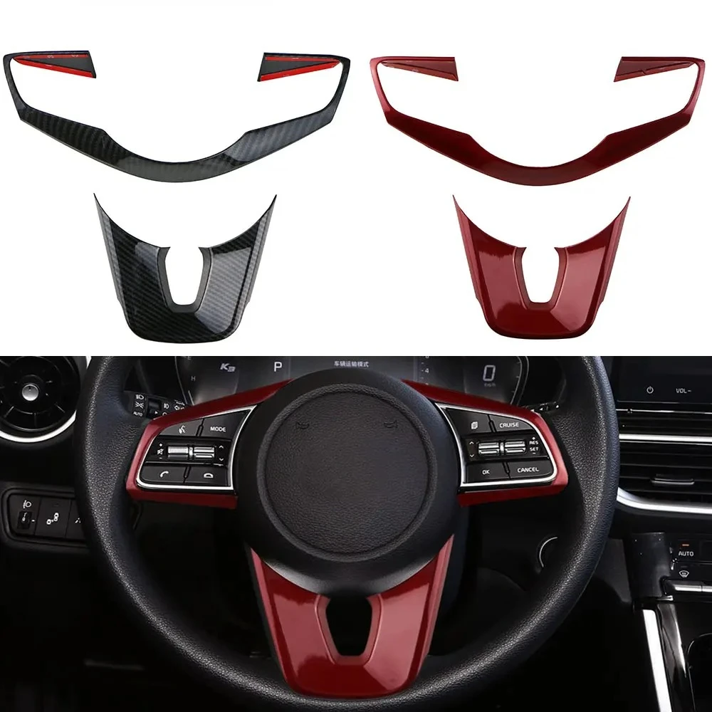 For KIA Ceed Forte K3 Seltos XCeed Sonet ProCeed ABS Carbon Fiber Car Steering Wheel Button Sticker Decoration Cover Trim