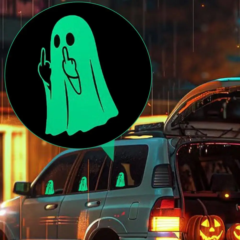 2/4Pcs Luminous Ghost Finger Stickers, Night Luminous Car Halloween Ghost Decorations Ghost Funny Stickers, X1O9