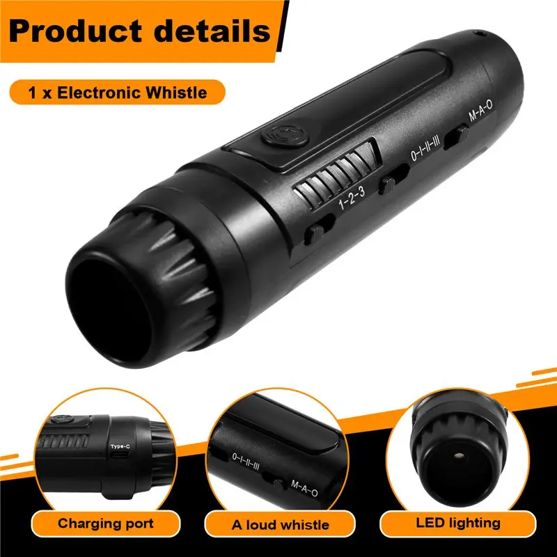 B29C-Electronic Handheld Whistle With Lanyard, Sports Whistle For Volleyball For Coaches, Referees, Teachers Soccer Black