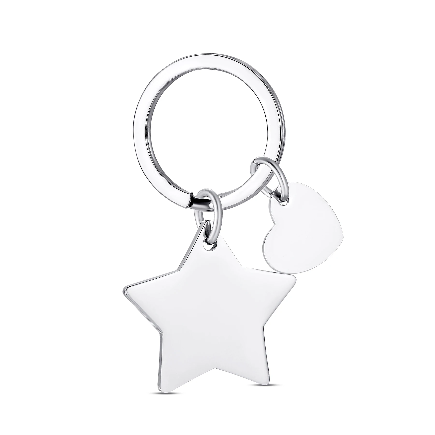 

Custom Stainless Steel Keychain with Heart & Star Shaped Tags Simple Personalized Key Accessory