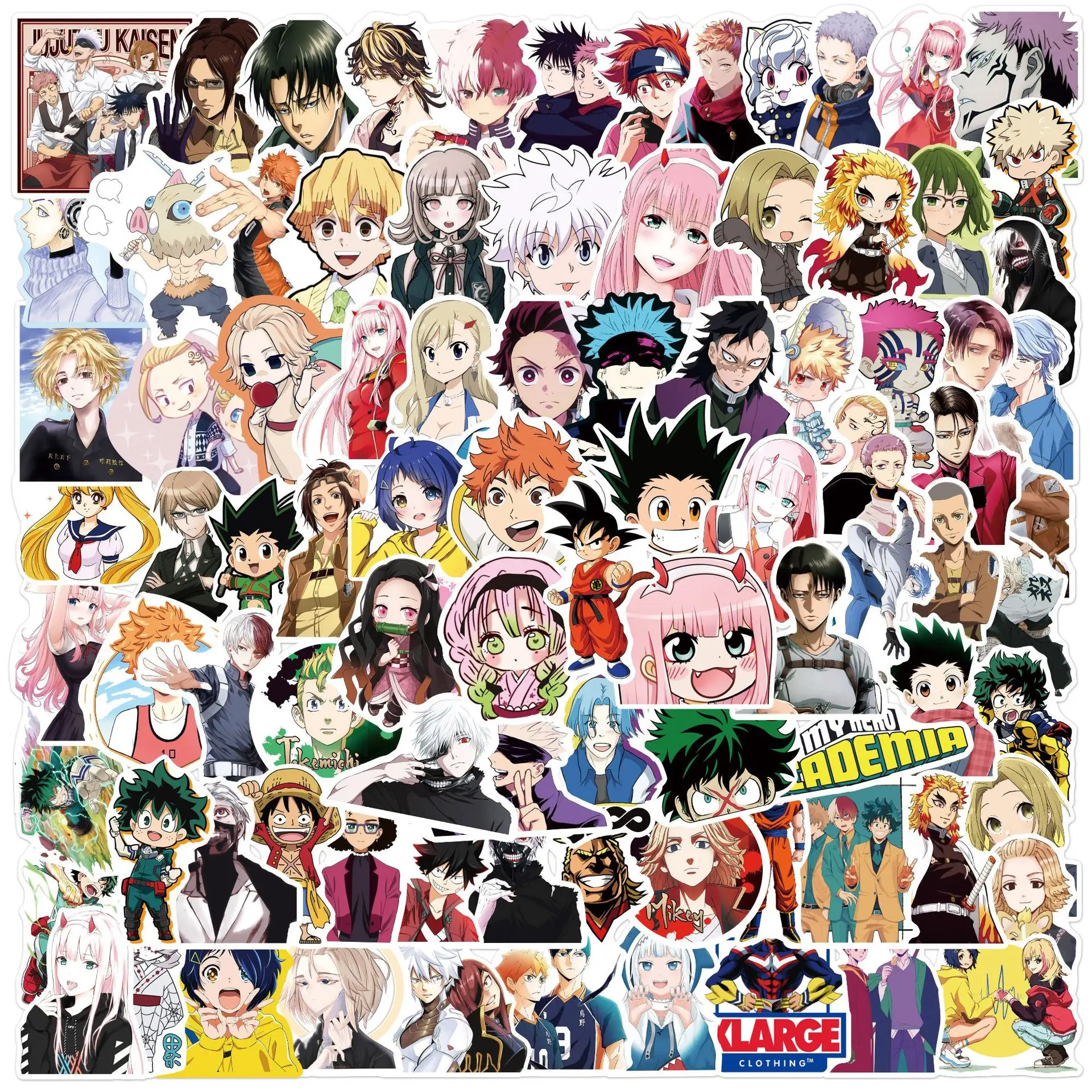 

100Pcs Anime Mixed Graffiti Stickers Classic Personalized Luggage Car Trolley Guitar PVC Removable Stickers
