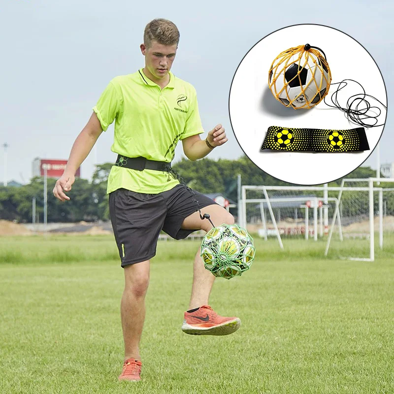 Adjustable Football Kick Trainer Adults Kids Soccer Ball Training Equipment Trainer Solo Practice Elastic Belt Sports Assistance