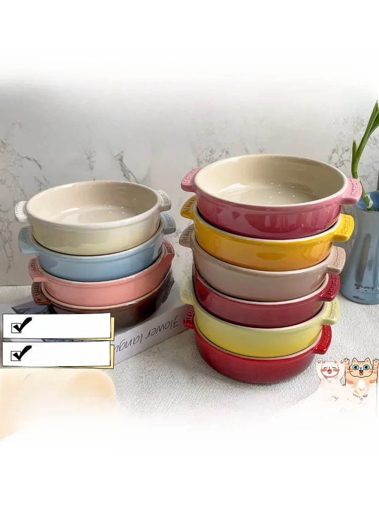 

LeCreuset Cool Color Enamel Cerc Sna Plate Double Ear Multi Color 55cm Nordic Sle Bowl for Adults And Children
