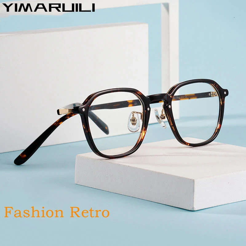 YIMARUILI Ultra-light Retro Acetate Eyeglasses Fashion Small Face Optical Prescription Glasses Frame Men And Women KBT98C51