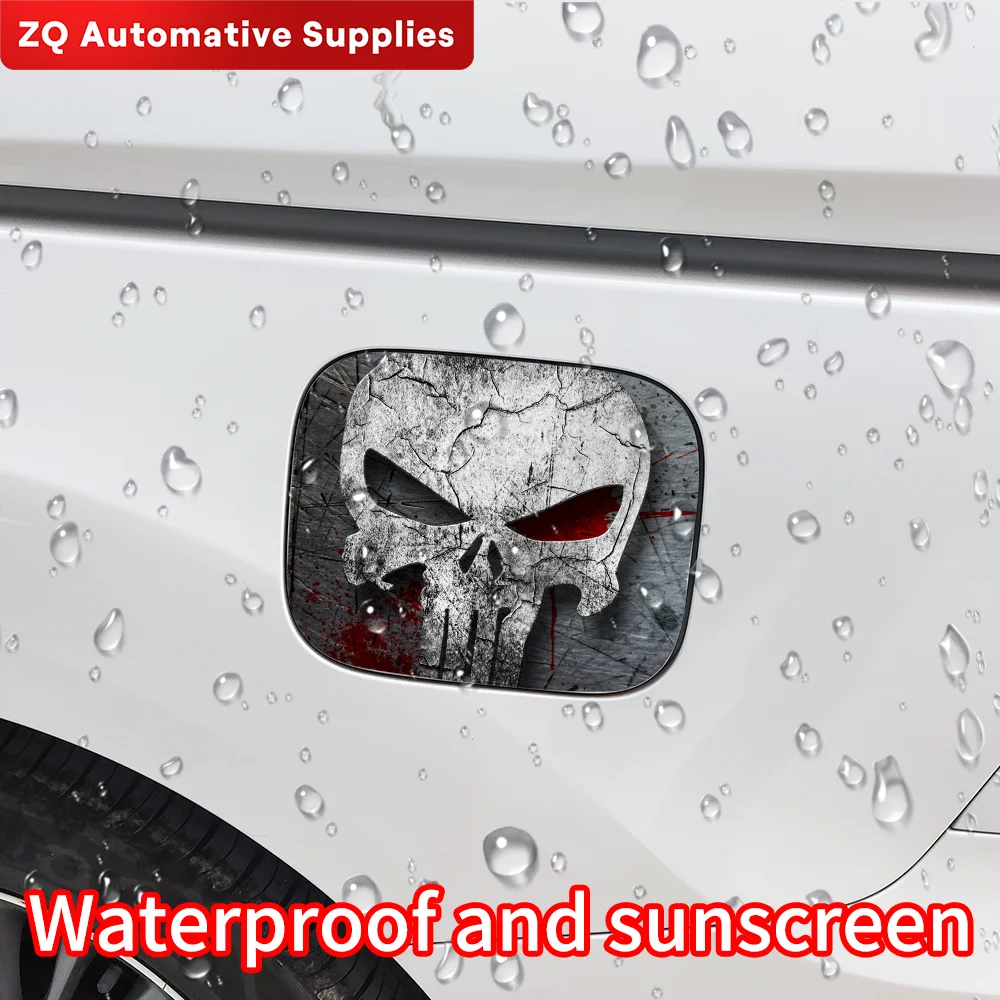 Horror Punisher Skull Car Sticker Refueling Cap Fuel Tank Cap Cover Waterproof Sunscreen Sticker Vinyl Decal Accessories