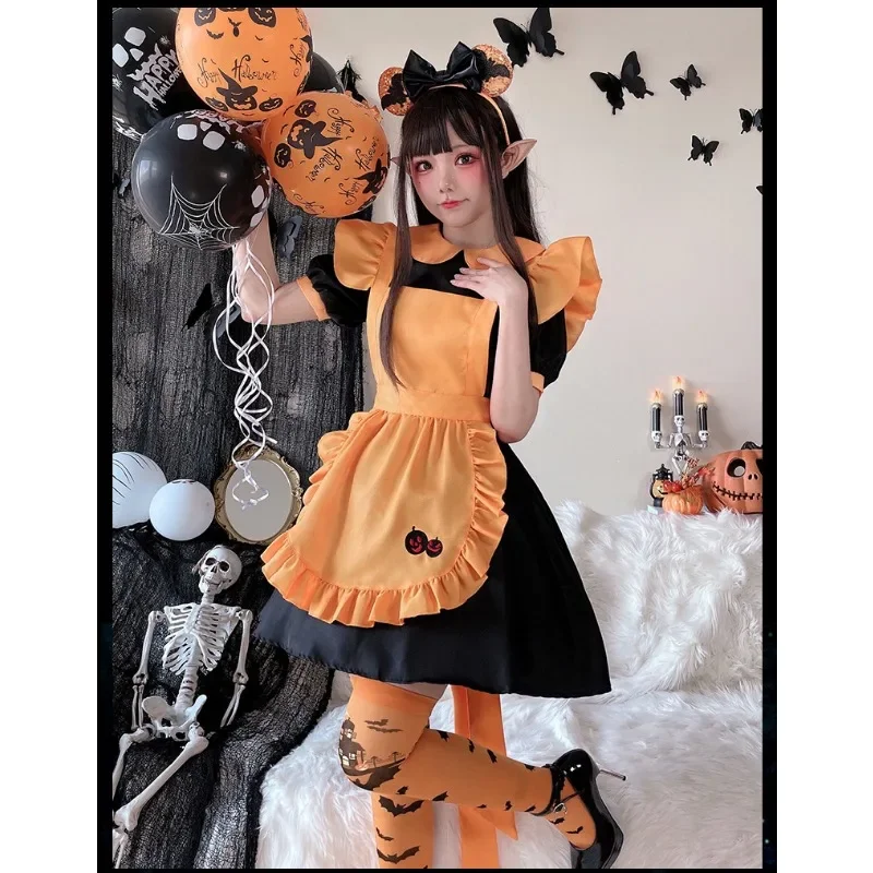 Halloween Cosplay Pompoenmeid Kostuum Lolita Meisje Sexy Meid Outfits Lingerie Jurk Anime Cosplay Carnaval Dark Serie