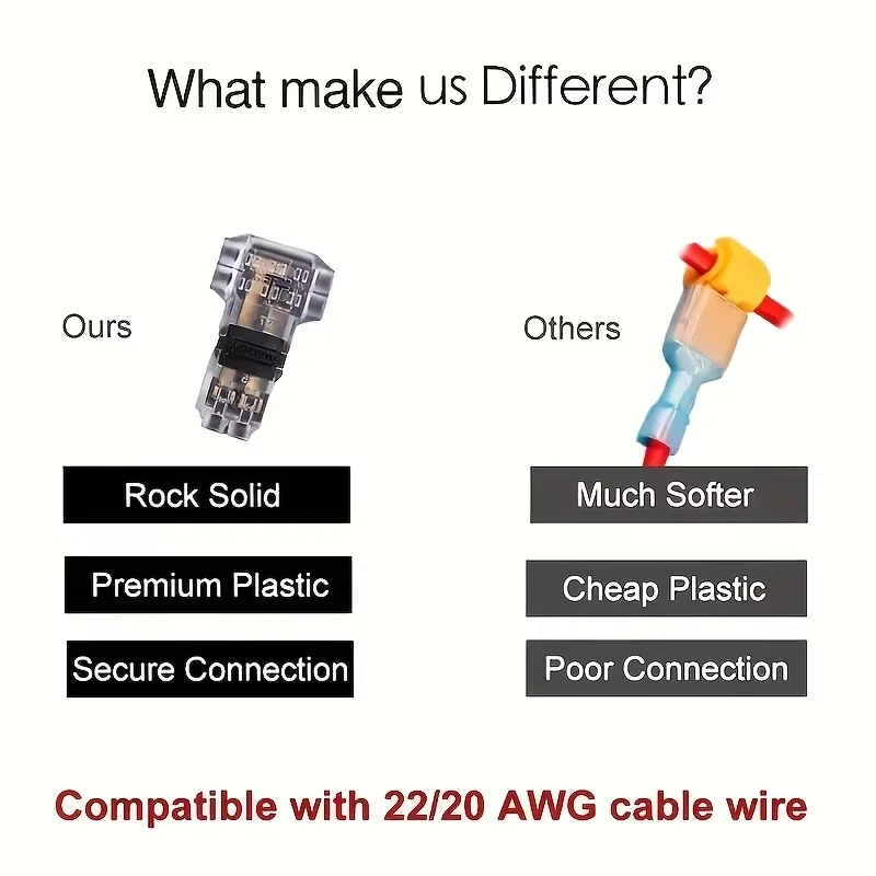 Car Cable Snap-In T2 Wire Connector No-Solder No-Strip Quick Terminal Connection Connector Automatic Plug Electrical Accessories