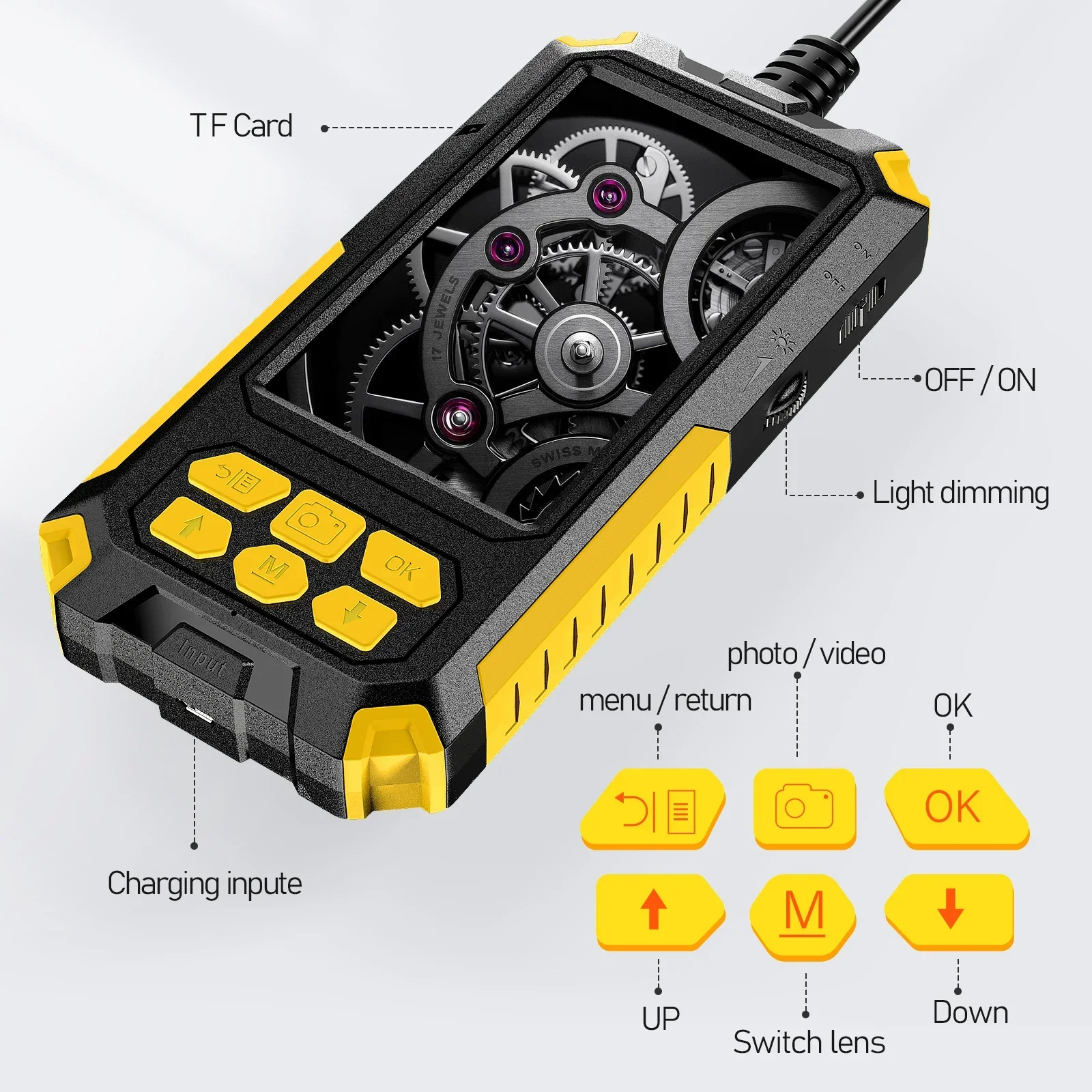 Imagem -04 - Dual Lens Industrial Endoscópio Câmera 45 Ips Screen 2.0 mp Âmbito Bore Câmera Snake Ip68 Tubo de Esgoto Inspeção de Drenagem Led