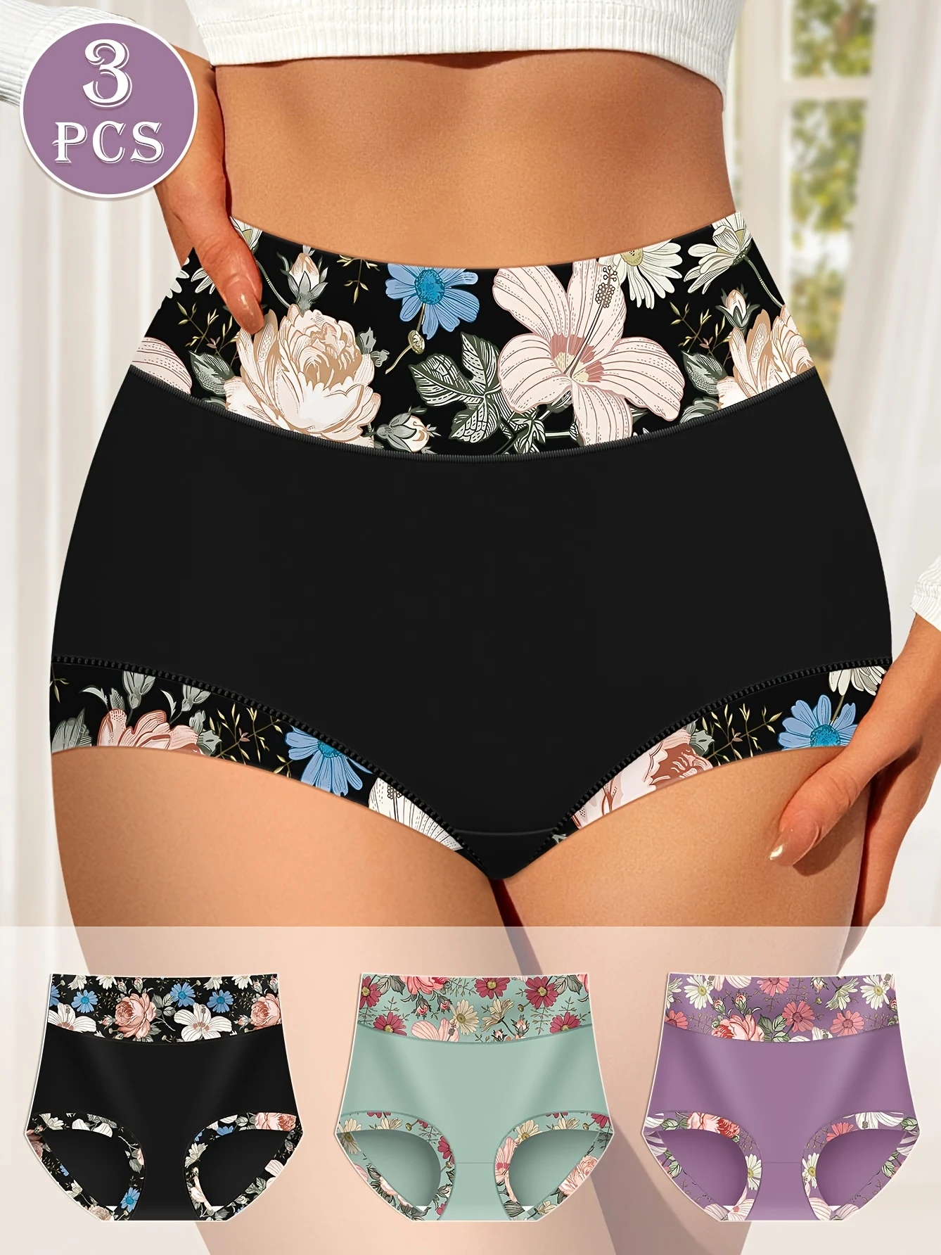 3pcs Plus Size High-Waist Shapewear Panties for Women - Tummy Control & But…