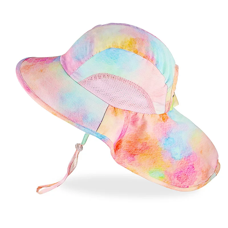 

Sun Hat Neck Flap Strap Kids Girl Boy Summer Beach Accessory Wide Brim UV Protection Cap For Baby Toddlers Holiday Swimming