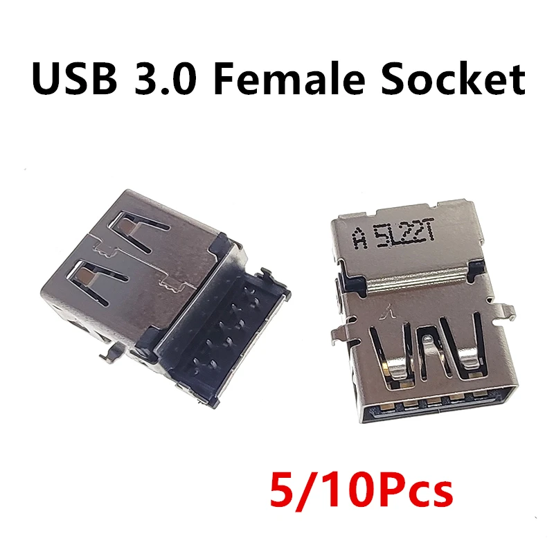 5Pcs USB 3.0 Connector Female Socket 9P High Speed Data Transmission USB3.0 Jack for Laptop Dell HP Lenovo computer