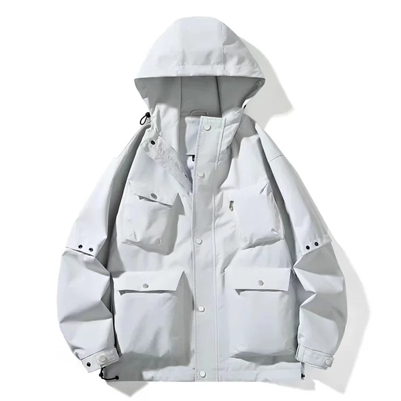 Veste cargo multi-poches pour hommes, coupe-vent imperméable, veste polyvalente, vêtements de travail décontractés, vêtements d'extérieur à la mode, simple, nouveau, 2024