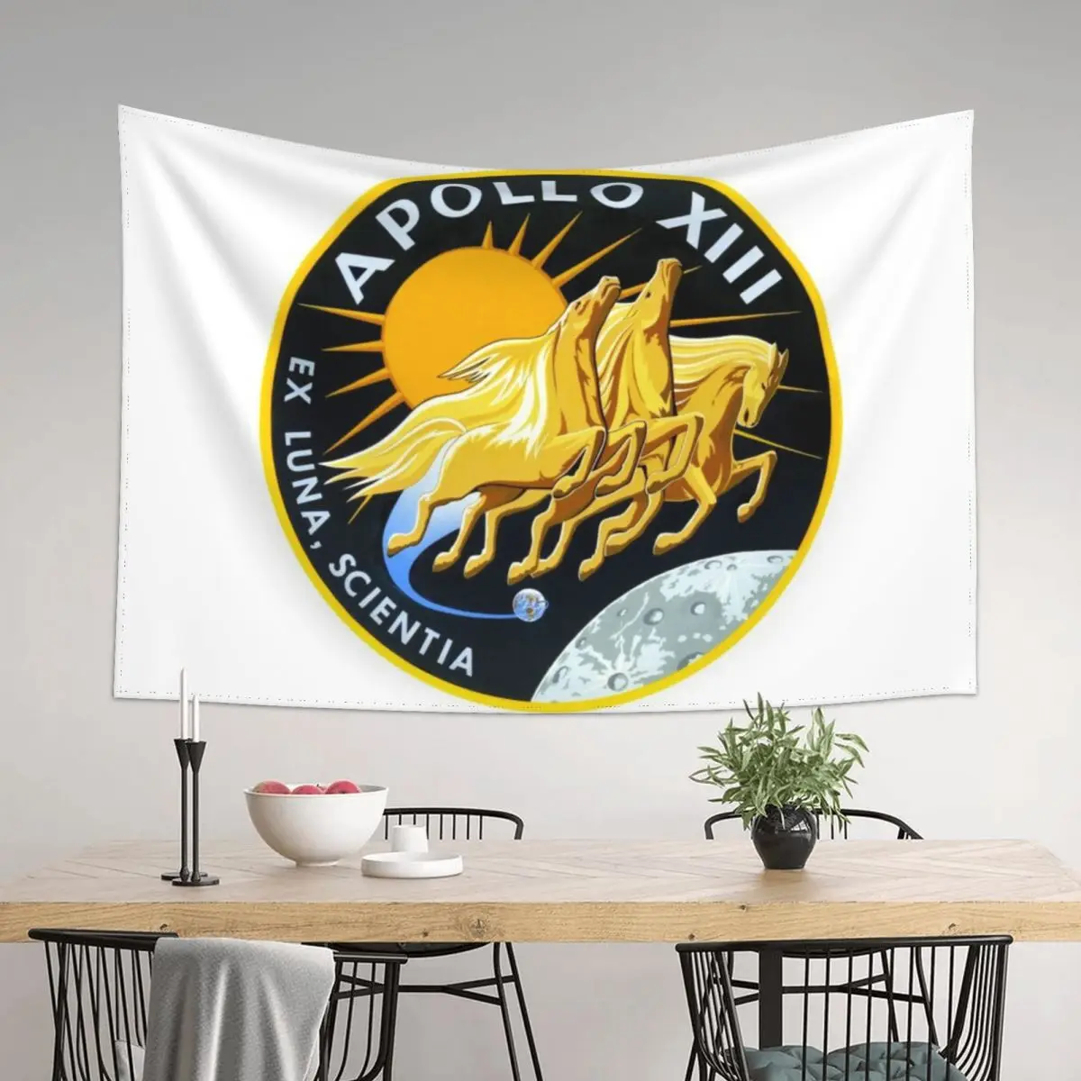 

Apollo 13 Mission Logo Tapestry Wall Mural Decor For Room Funny Bedroom Decor Aesthetic Tapestry
