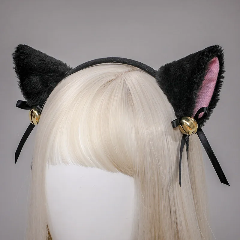 Diadema Sexy con orejas de gato para mujer y niña, diadema de campana de felpa, disfraz de fiesta de disfraces, accesorios para el cabello, 7 colores