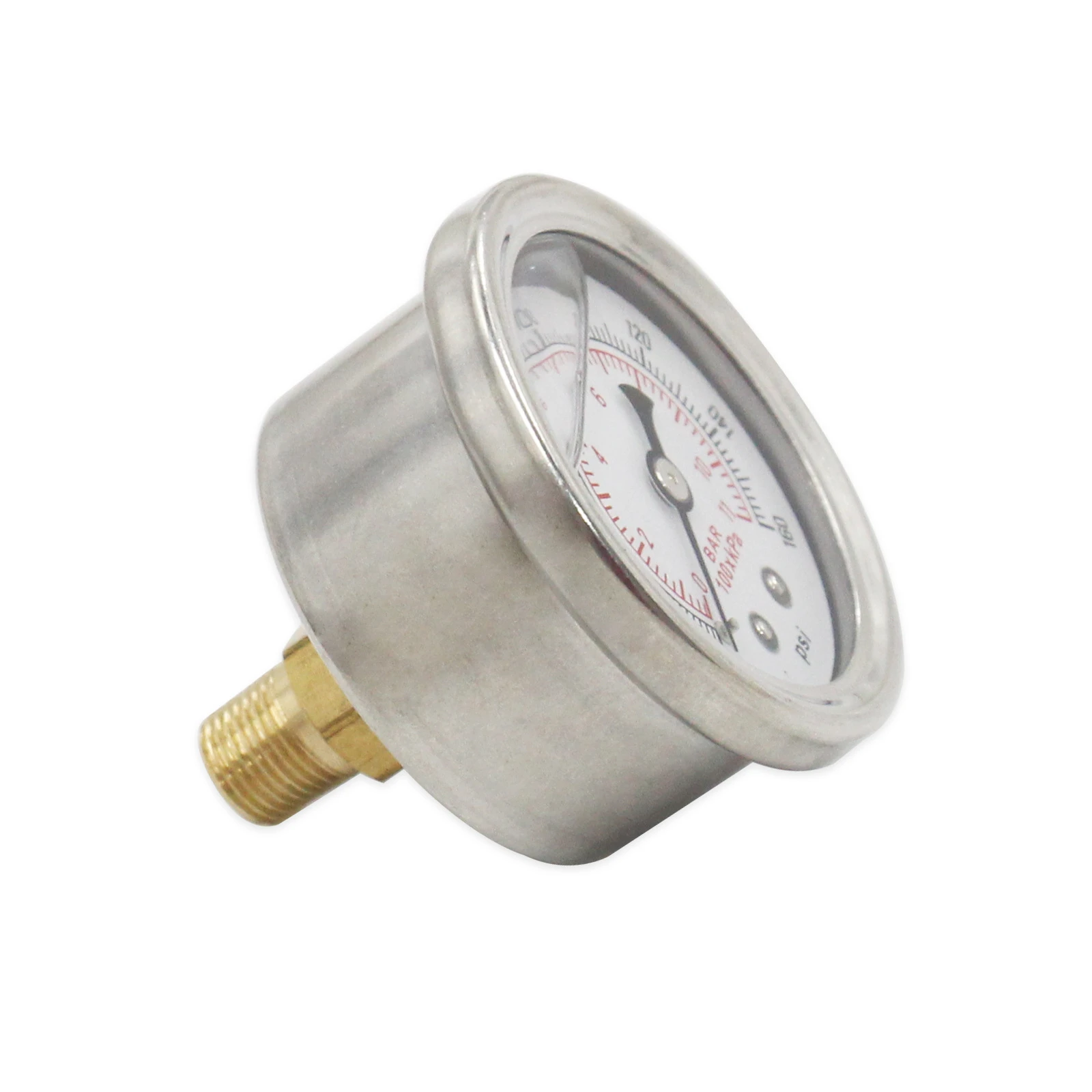 Fuel Pressure Gauge with 1/8 NPT Female Inlet AN6 Male Outlet 9mm Hose Barb and 0 to 160 PSI Pressure Readout