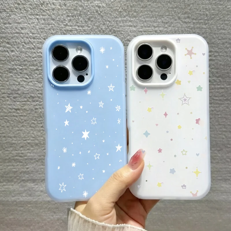 Fashion Starry Sky Star Phone Case For Samsung Galaxy S26 Plus Ultra S23 S24 S25 Ultra FE A57 A07 Casing 2 in 1 Candy Color