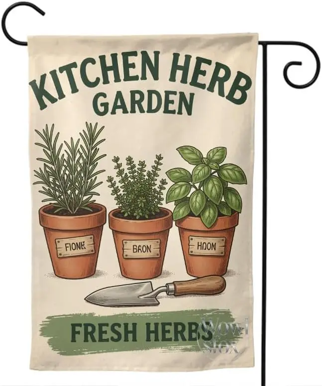 Kitchen Herb Garden Flag 12×18in Double Sided Fresh Herb Design Decor for Outdoor Yard Garden Patio Home Kitchen Display AAS