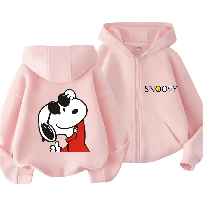 

Snoopy Design Kids Zipper Hoodie Cartoon Print Autumn/Winter Long-sleeved Sweatshirt Casual Top For Boy And Girl Outdoor Jackets