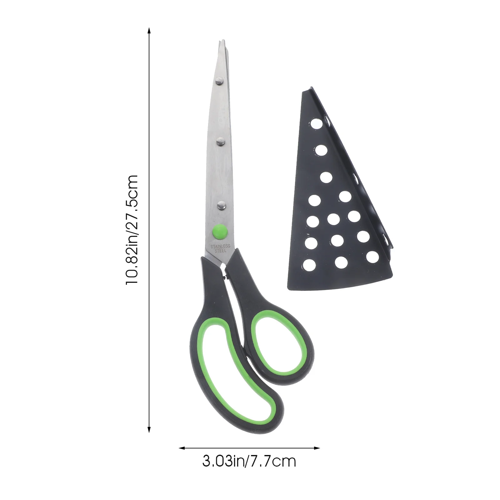 مقص بيتزا فعال من الفولاذ المقاوم للصدأ عالي التحمل للتقطيع السلس في المطابخ المنزلية والمطاعم باللون الأخضر