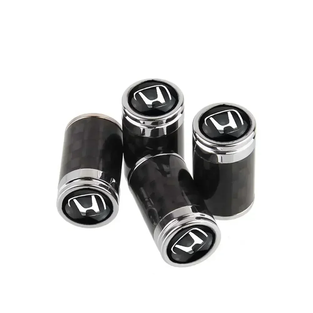 4pcs Carbon Fiber Car Wheel Tire Valve Stem Caps Cover for Honda Odyssey HRV Accord CRV Civic City Jazz Crosstour Pilot Insight