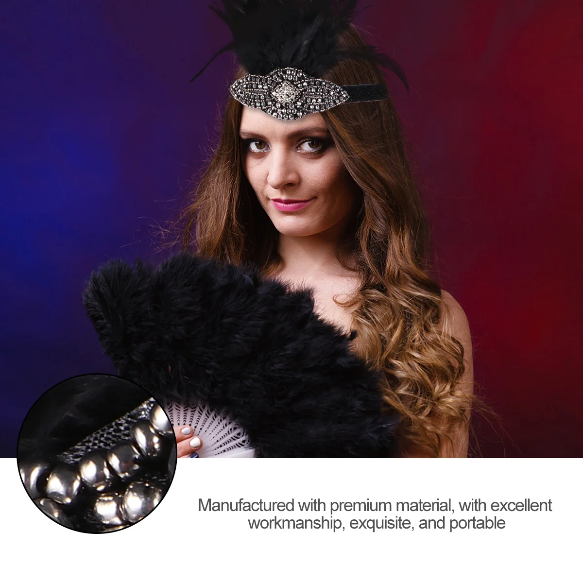 

6Pcs Elegant Vintage 1920s Party Costume Accessories Headband Necklace Gloves Cigarette Holder 1920s Accessories