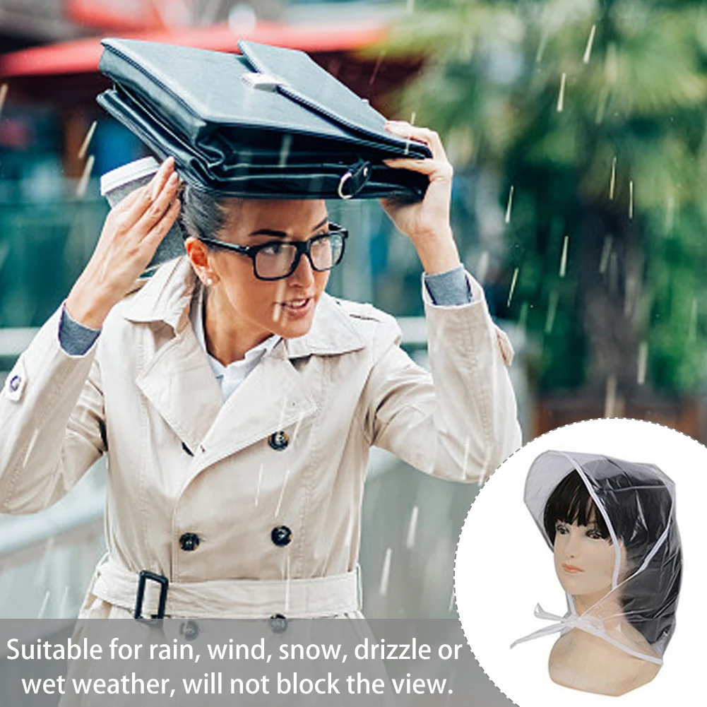 7pcs Rain Bonnet with Visor Clear Waterproof Rain Scarf Protect Hairstyle Plastic Rain Hats for Women Lady Rain Wear