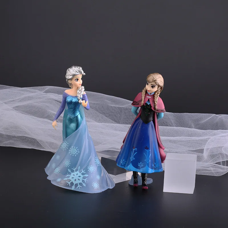 14cm Disney Snow Frozen Princess Elsa Anna Birthday Cake Decoration Accessories Toy Girl Birthday Gift