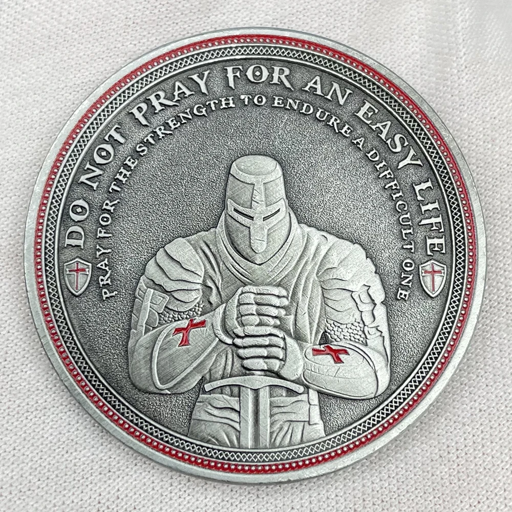 Knight Templar Challenge Coin Red Cross Crusaders Medal Creed Token in Capsule Honor Badge Commemorative Coin