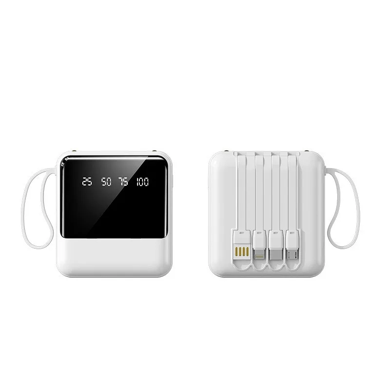 Mini Portable Power Bank with 20000mAh Large Capacity and Built-in Cable