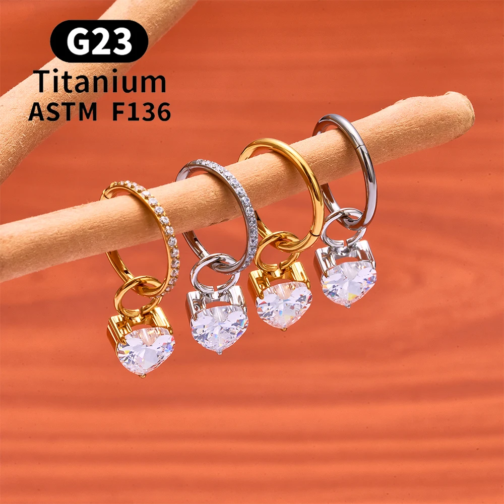 ASTM F136 Titan Birnenherz Kite CZ Drape Rook Ohrring 16G Clicker Hoop Knorpel Tragus Conch Lobe Helix Piercing Schmuck – Detail 16