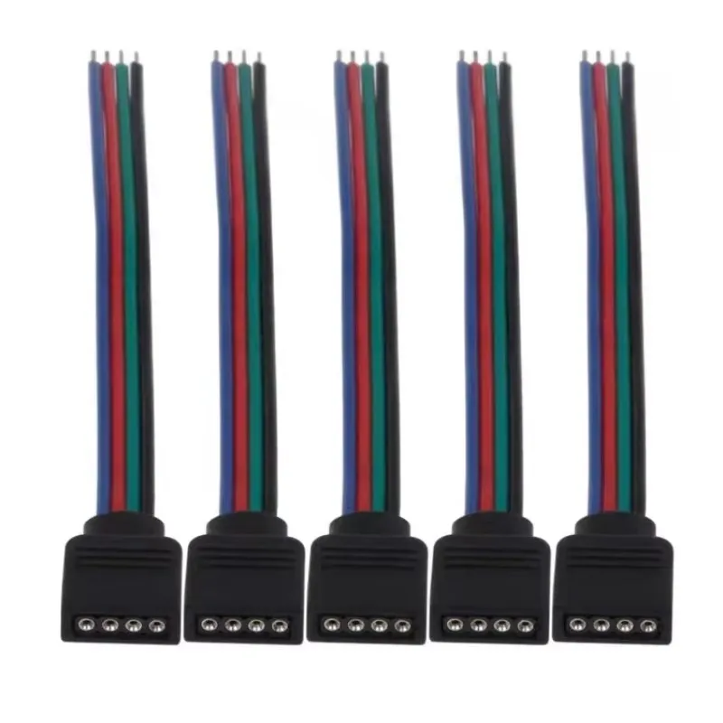 RGB 4Pin Connector Adapter Small 4P Needle Male & Female Plug Socket RGB Connectors for 3528 5050 RGB LED Strip Lights