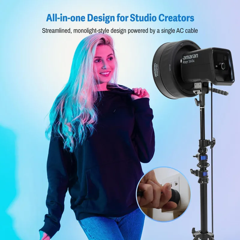 Amaran Ray 360c Full-Color Point-Source Photography Light 2300K to 10000K G/M Adjustment Amaran APP Control via Built-in NFC