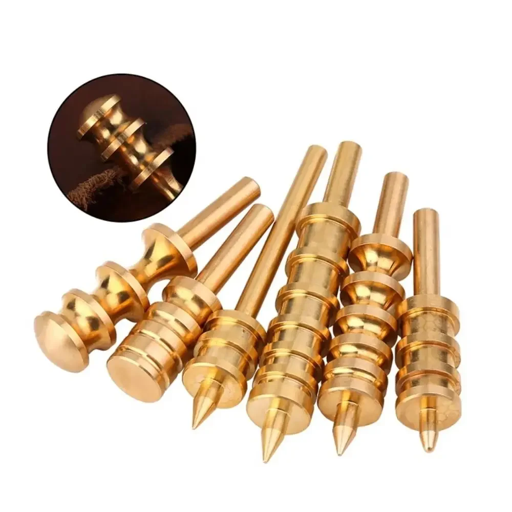 Pointed or Flat Tip Leather Burnisher Tool Brass Pressing Line Leather Edge Slicker Soldering Iron Marking Creaser - view 2