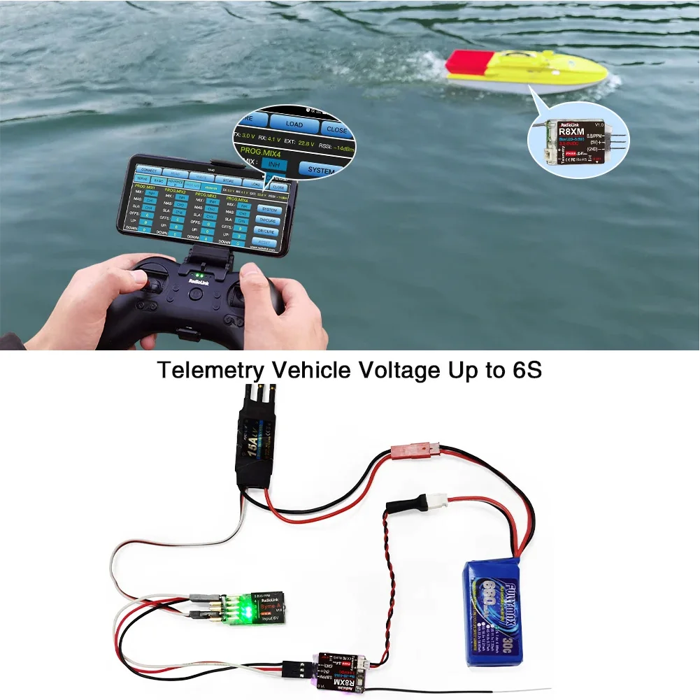 Radio link 8 Kanäle Mini-Empfänger r8xm 2,4 GHz integrierte Telemetrie Fahrzeugs pannung Meter Steuerung & Telemetrie-Entfernung