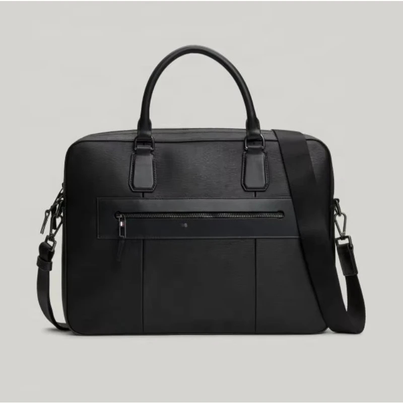 Premium Textured Leather Business Briefcase Vintage Style Waterproof Laptop Bag Travel School Casual