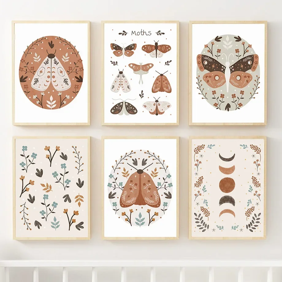 Multi-size 1PC frameless high-definition decorative paintings,Butterfly Cat Bird Flower Plant Nursery Wall Art Posters And Print