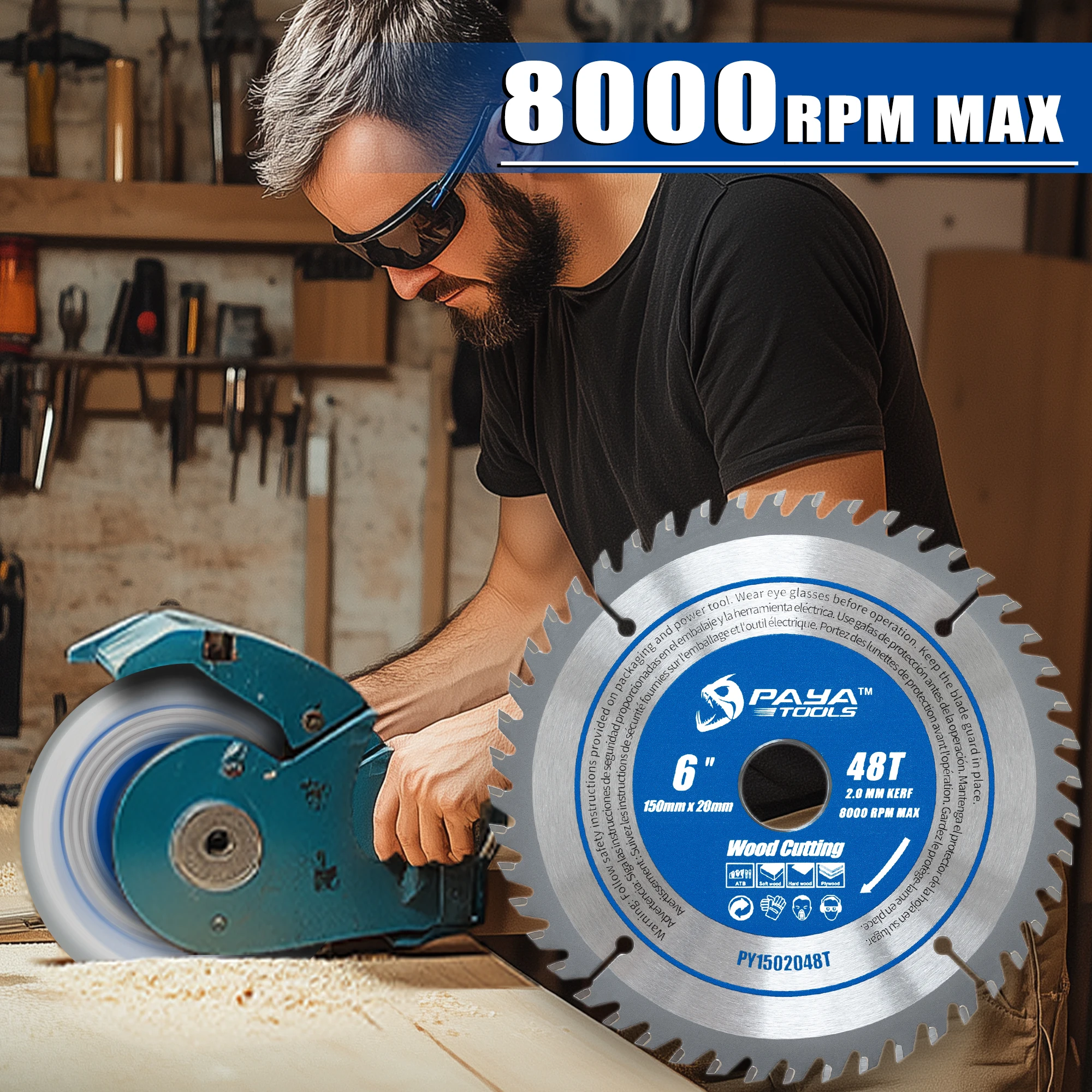 PAYA Woodworking TCT Circular Saw Blade 150mm 48 Tooth 6 Inch Cutting Disc with 20mm Arbor for Softwood Hardwood Plywood Cutting view 4