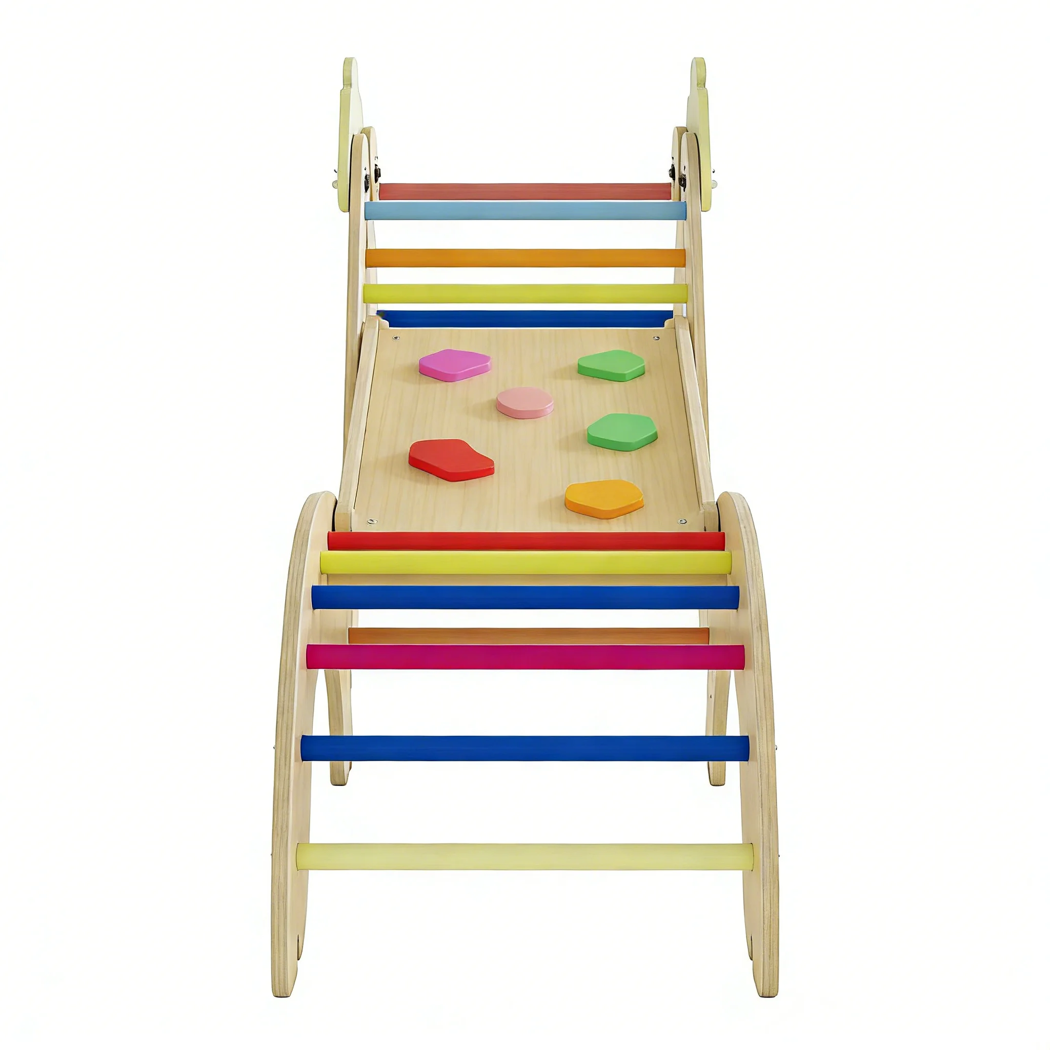 

Hot Sale Durable Climbing Arch Wooden Combination Slide and Climbing Frame for Indoor Kindergarten Sensory Training