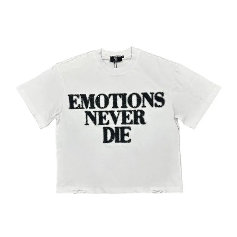 

MIXED EMOTION T-shirt High Quality Letters Printed Label Tee for Men Women Loose Cotton Short Sleeve Tshirts Harajuku