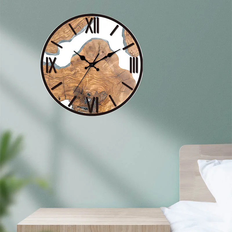 Neue transparente Acryl-Wanduhr mit Holzmaserung, hochwertige Luxus-Wanddekoration, Uhren für Wohnzimmer, Schlafzimmer, Büro, Zuhause – Detail 8