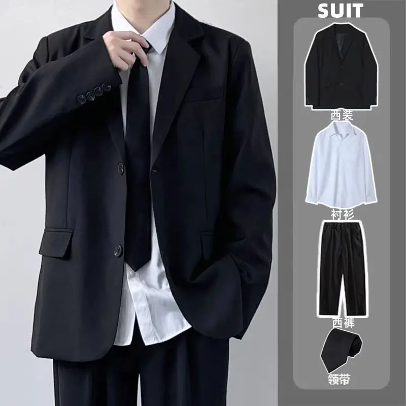 3 pezzi DK Set uniforme Abito casual Abito da uomo Studente universitario Zhongshan Abito Chic DK uniforme scolastica