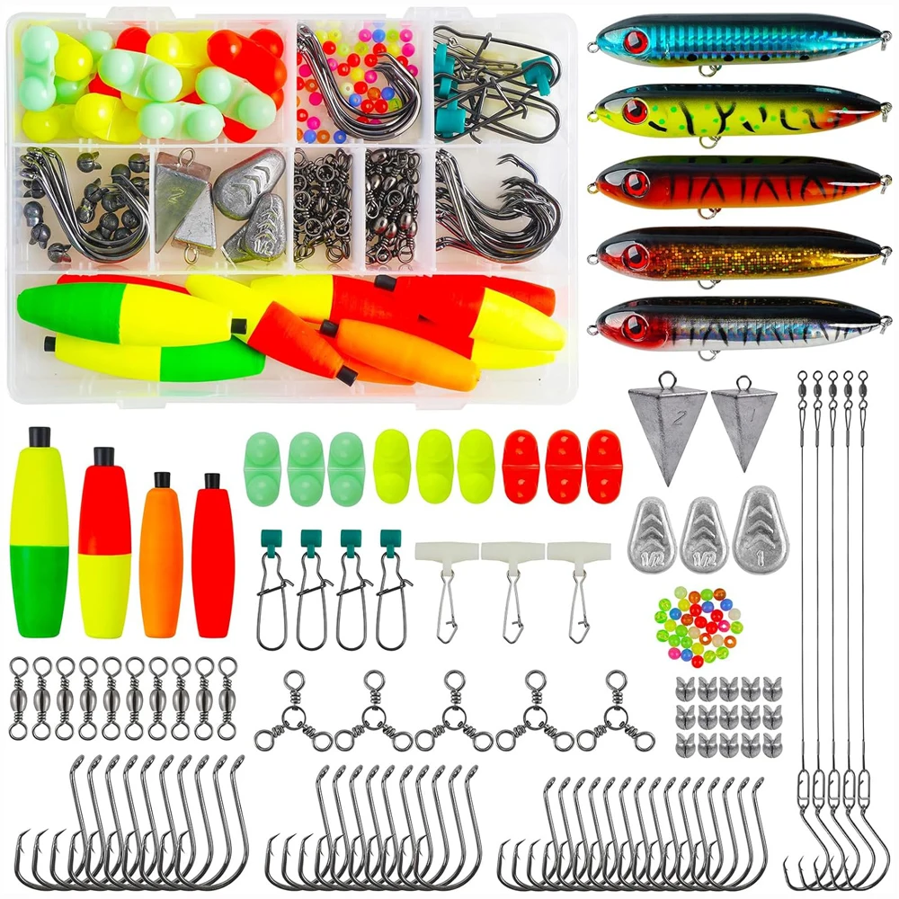 170Pcs Catfish Rig Catfishing Tackle Making Kit Catfish Float Pencil Lures Rattle Peg Float Bobbers Catfish Fishing Accessories