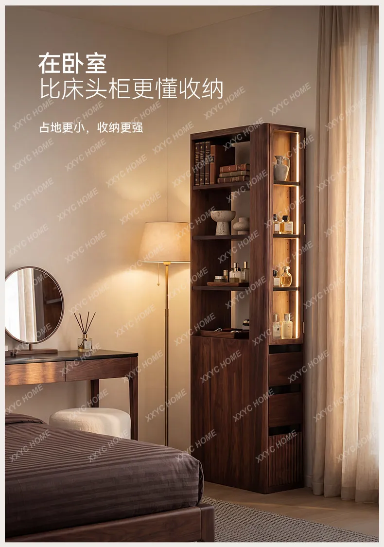 Narrow cabinet Side cabinet Household storage Living room display storage bookcase against the wall