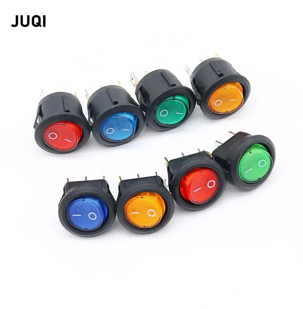 4Pcs 3Pin AUF/OFF Auto 220V/12V Round Rocker Dot Boot LED Licht Kippschalter SPST Licht Schalter YUAN