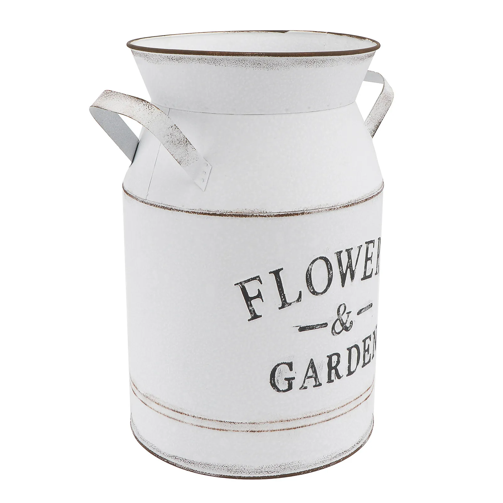 Galvanized Metal Flower Vase Retro Letter Design Desktop Decor for Home Office Lobby Flower Arrangement
